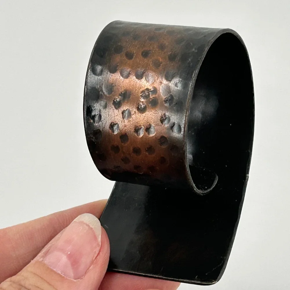Hammered Metal Napkin Rings Spiral Wrap Bronze Copper Set of 3